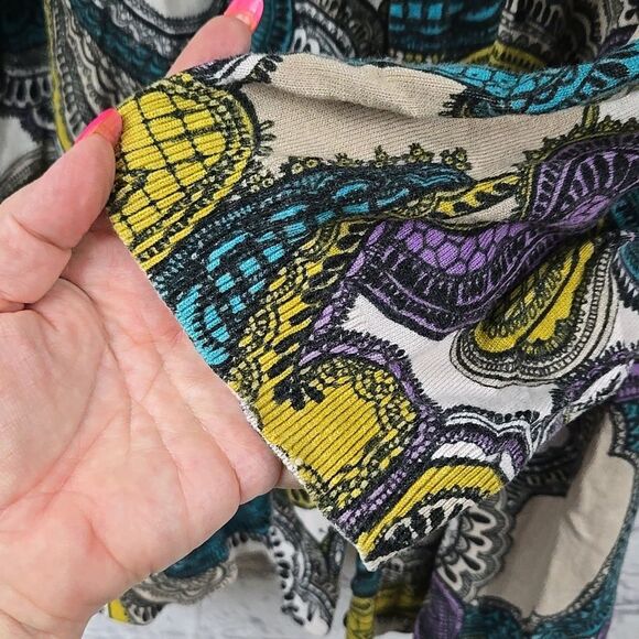 Lane Bryant 22/24 Women Plus Teal Sequin Paisley Print Cardigan Sweater Knit - Picture 7 of 10